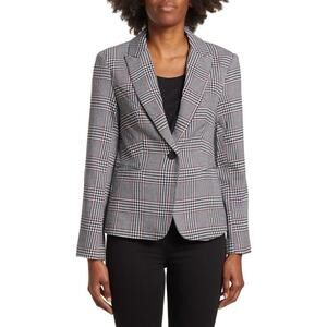 Premise Studio Glen Plaid One-Button Peak Lapel Blazer